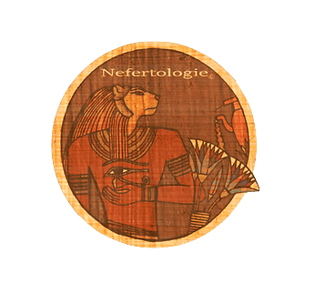 Logo Nefertologie - Sekhmet et Nefertoum sur papyrus